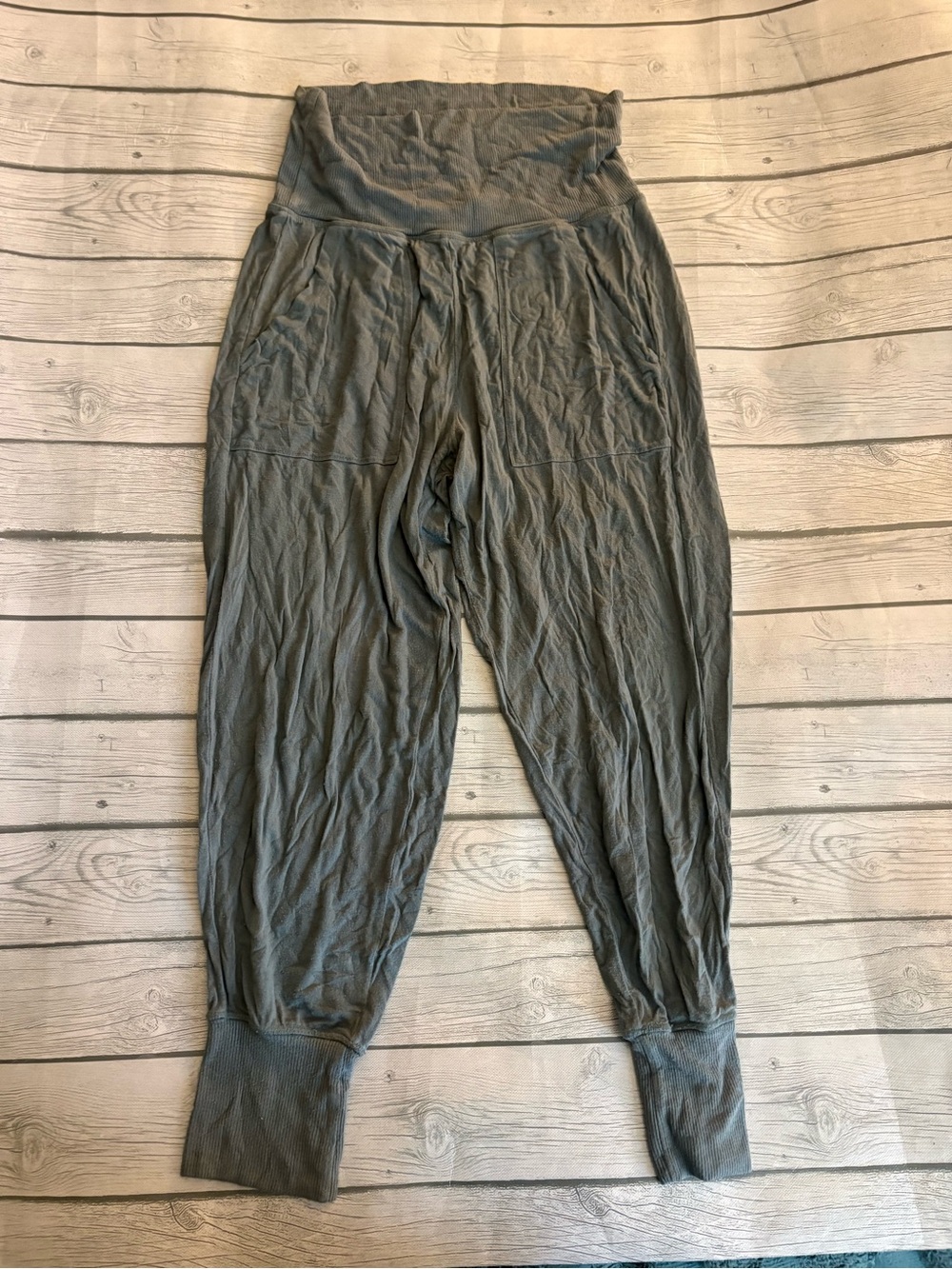 aerie High-Waist Harem Track Pants in gray green